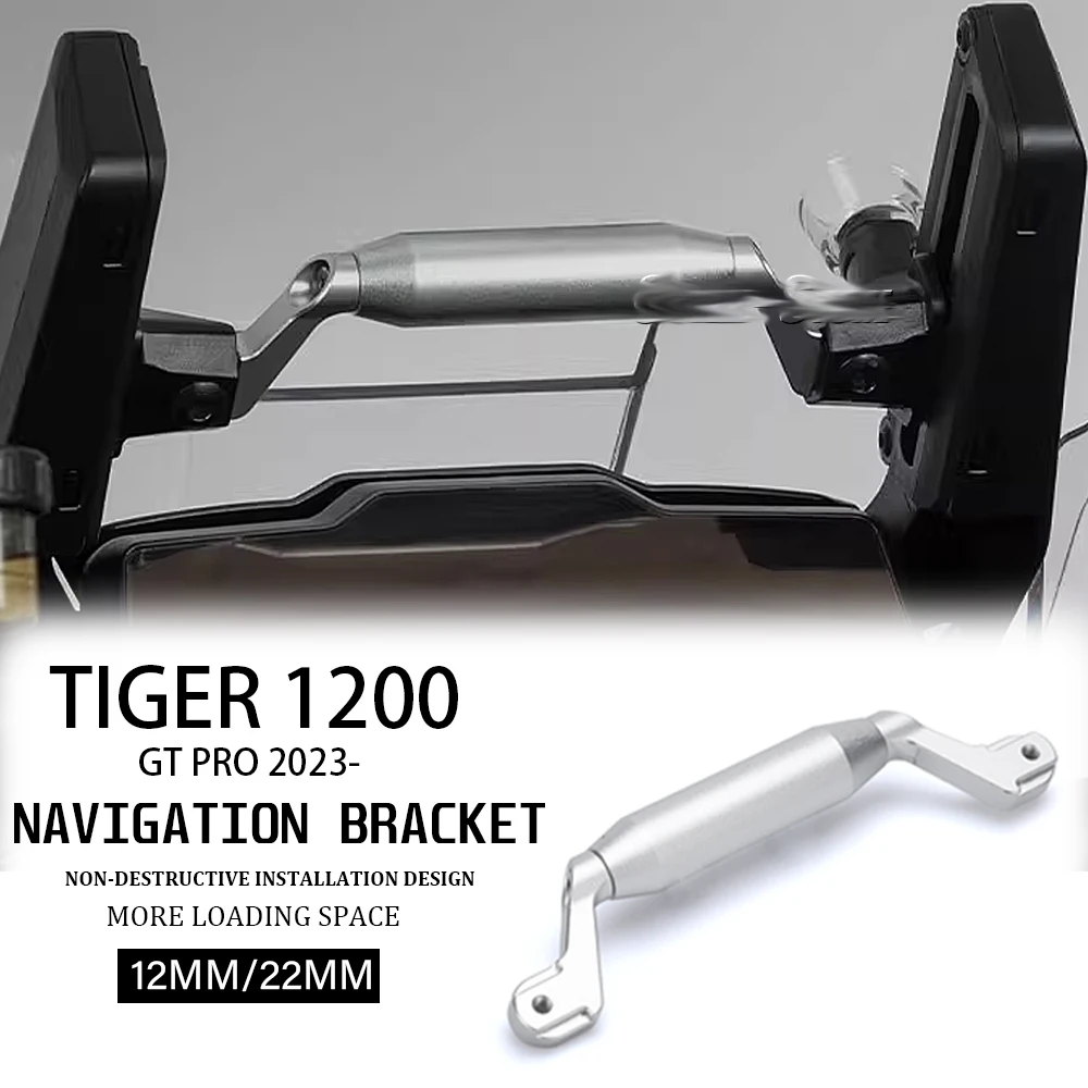 

For TIGER1200 TIGER 1200 Tiger1200 Tiger 1200 GT Pro 2023- Mobile Phone Navigation Bracket Support 12MM/22MM