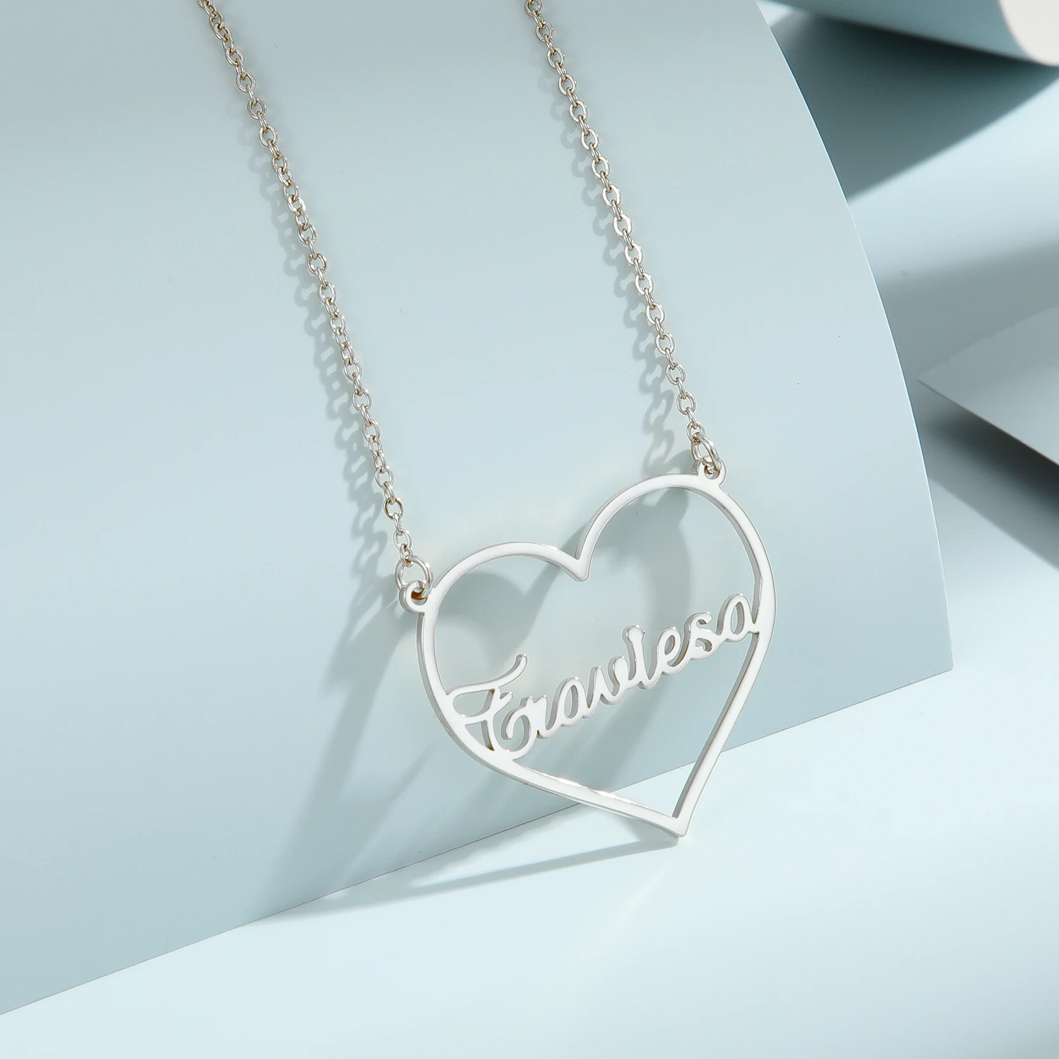 QIMING Custom Name With Heart Necklace For Women Stainless Steel Jewelry Personalized Letter Pendant Necklaces Christmas Gift