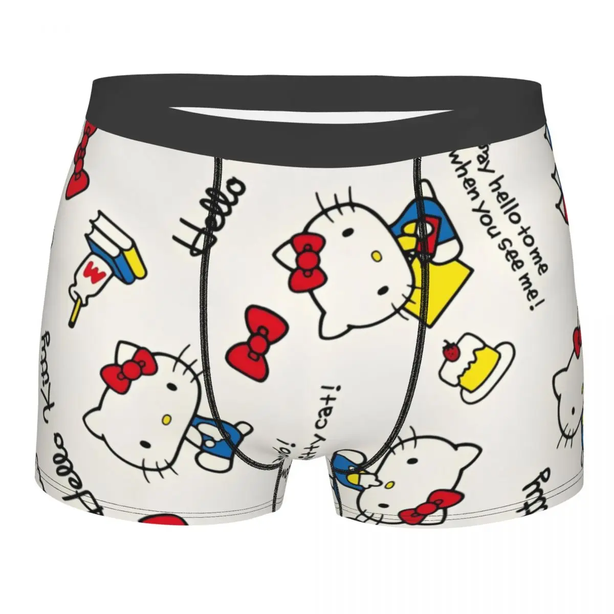 Man Hello Kitty Cartoon Milk Boxers Gag Gifts Underwear Shorts Men's Boxer Quilt Underpants Cozy