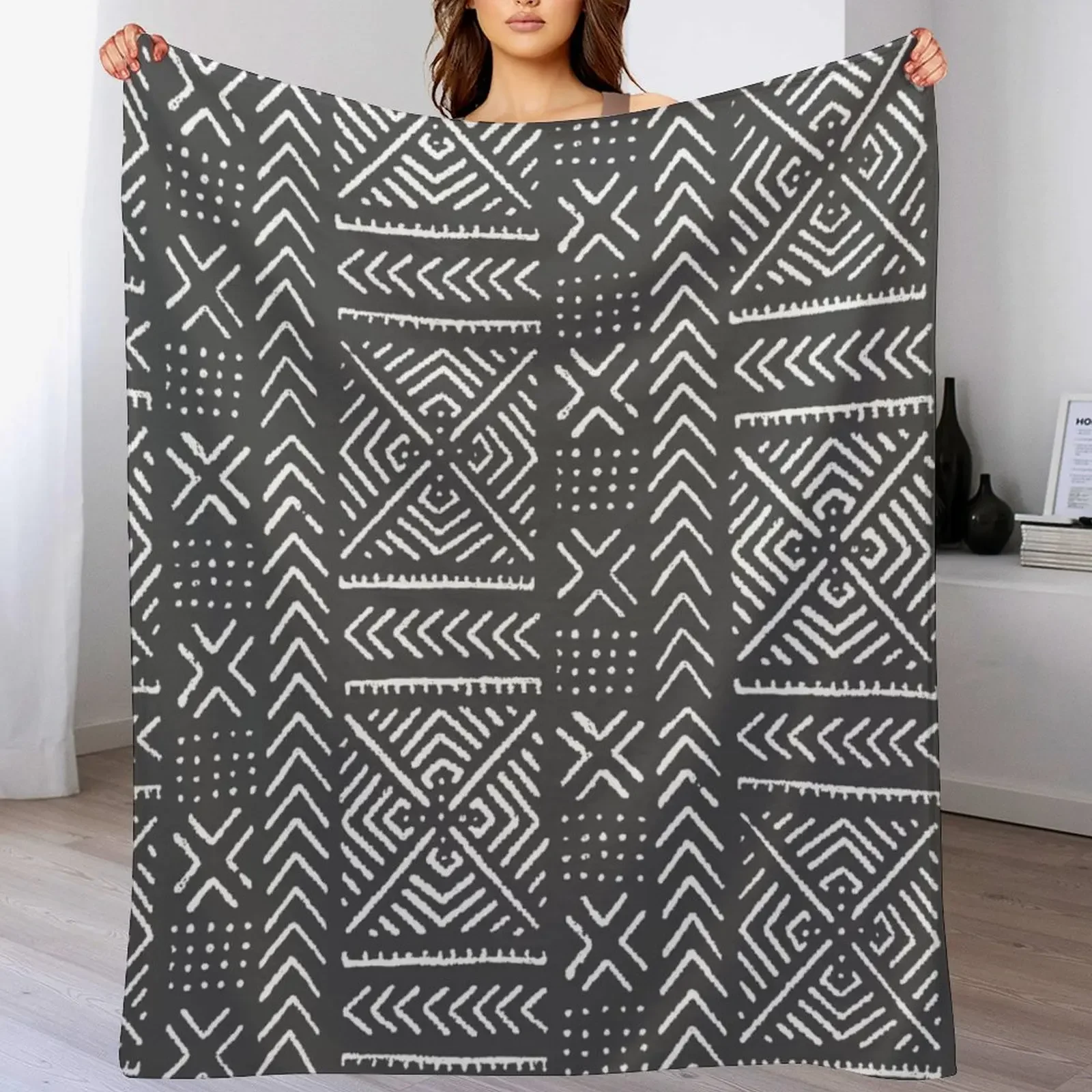 

Line Mud Cloth // Charcoal Grey Throw Blanket Quilt for babies Blankets