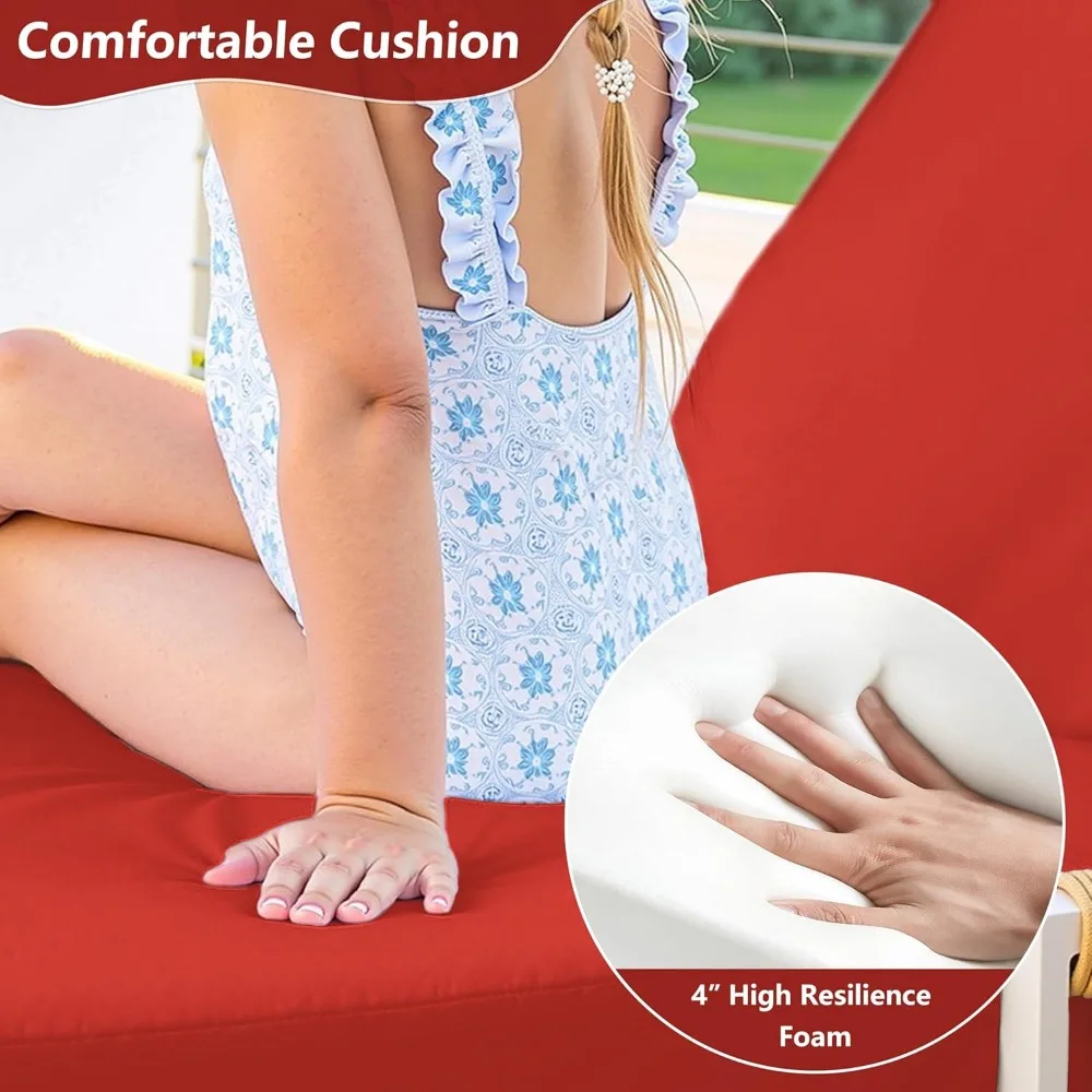 Bantal Kursi Santai Luar Ruangan - 80L x 26W x 4D, Busa Berdensitas Tinggi, Tahan Air dan Perlindungan dari Pudar UV