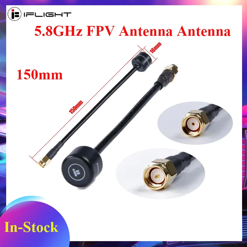 iFlight 150mm 5.8 GHz 2.0 Dbi SMA RP-SMA RHCP black FPV Antenna for FPV Racing Drone part