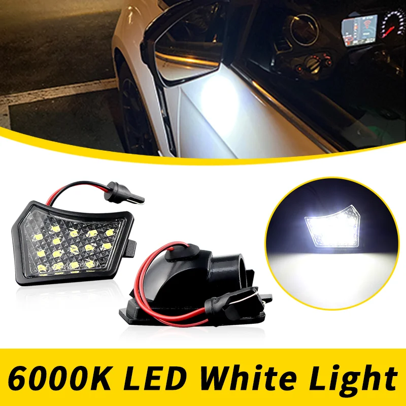 2Pcs LED Front Under Mirror Lamp Puddle Light For Volvo V40 V50 C30 C70 S40 S60 S80 V50 V70 XC70 XC90 Jaguar XJ XF XK/XKR XE