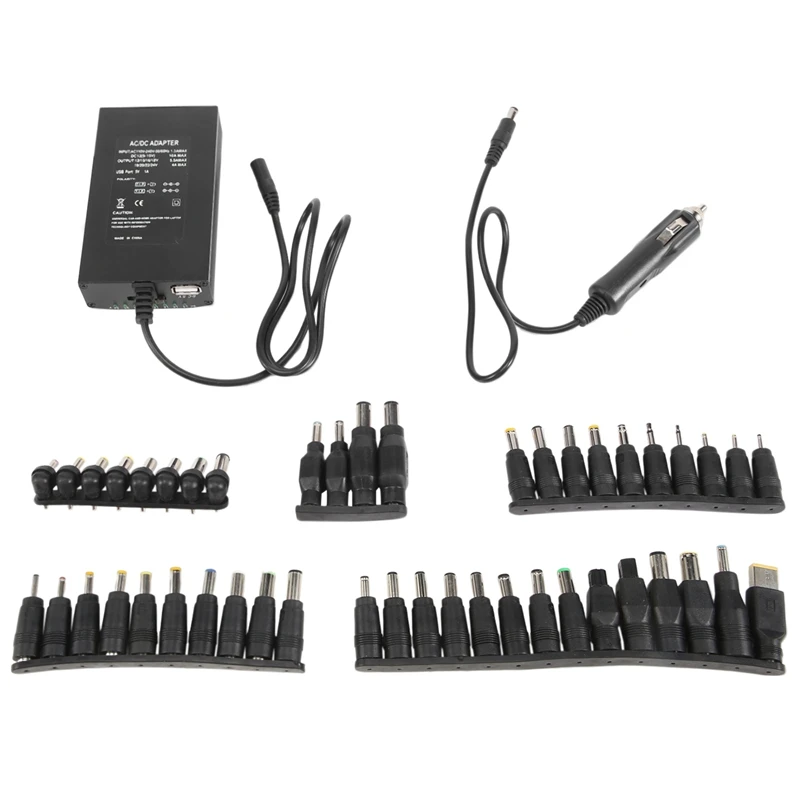 New Universal 12V-24V AC Power Adapter Adjustable Car Home Charger USB12V Power Supply 100W 5A Laptop With 38Pcs DC Connector