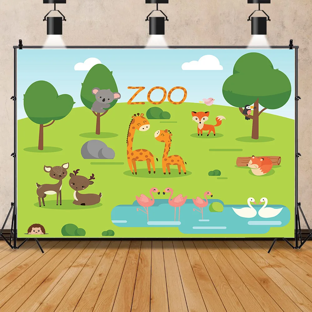 ZHISUXI animale africano elefante giraffa leone compleanno per bambini e fotografia neonato sfondo Prop FZ-06