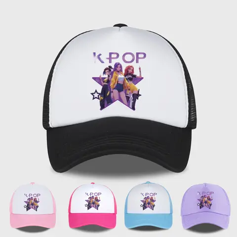 Gorra de malla estampada del grupo femenino de K-POP, gorra de béisbol transpirable de verano, sombrero de sol unisex ajustable, perfecto para los fanáticos del K-Pop