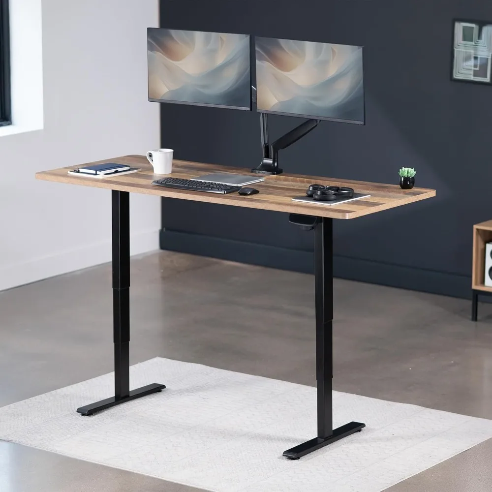 71 x 30 inch Standing Desk, 176 lb Frame Support, Reclaimed Wood Top Black Frame, Office Desks