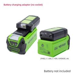 Portable Charging Converter Compatible Greenworks 40V Lithium Battery Charger Adapter w/SB TYPE-C & LED Work Light (No Battery )