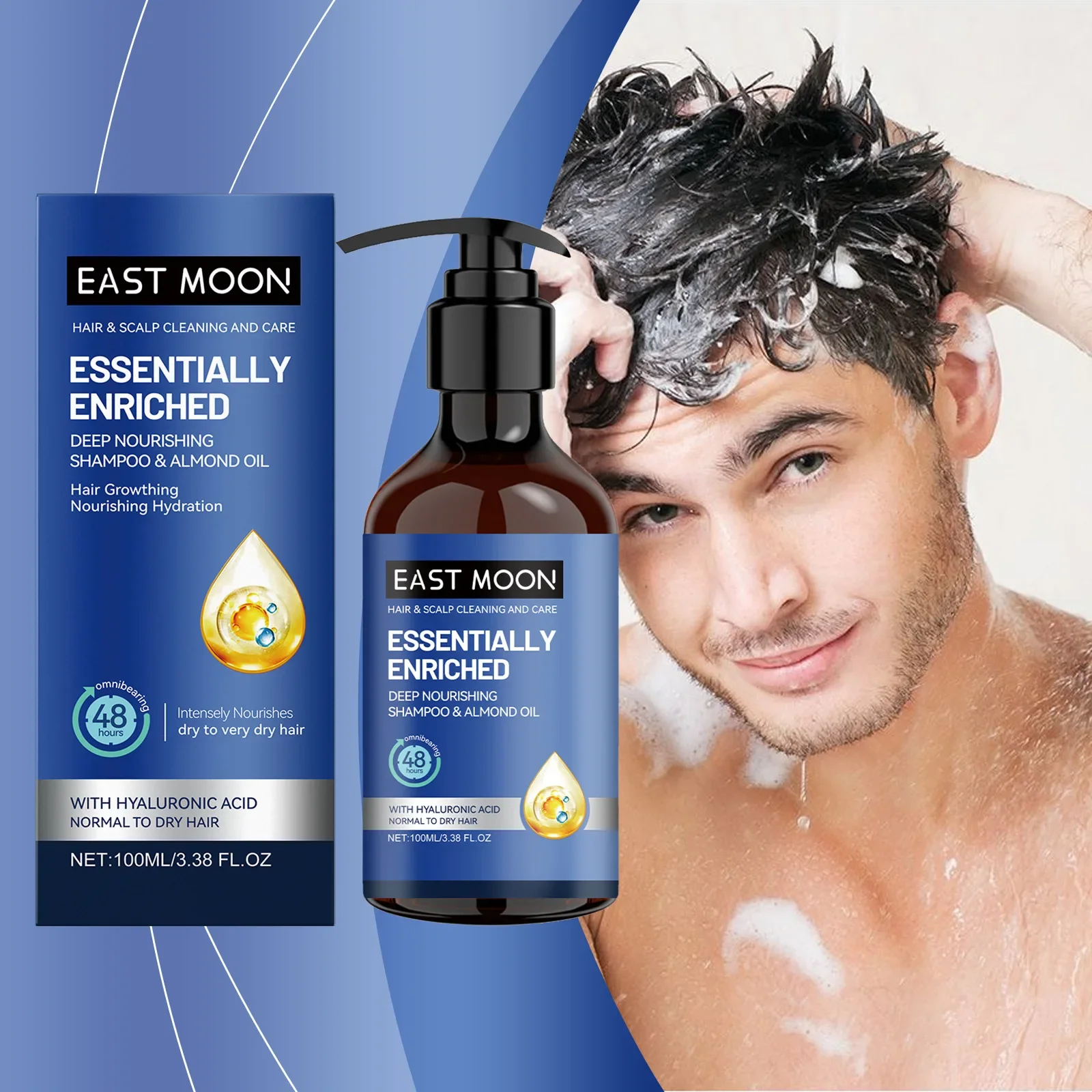 

East Moon Men's Shampoo, Softening and Nourishing Hair Roots Deep Cleansing Scalp Hair Care Hair Shampoo Refreshing Oil Control