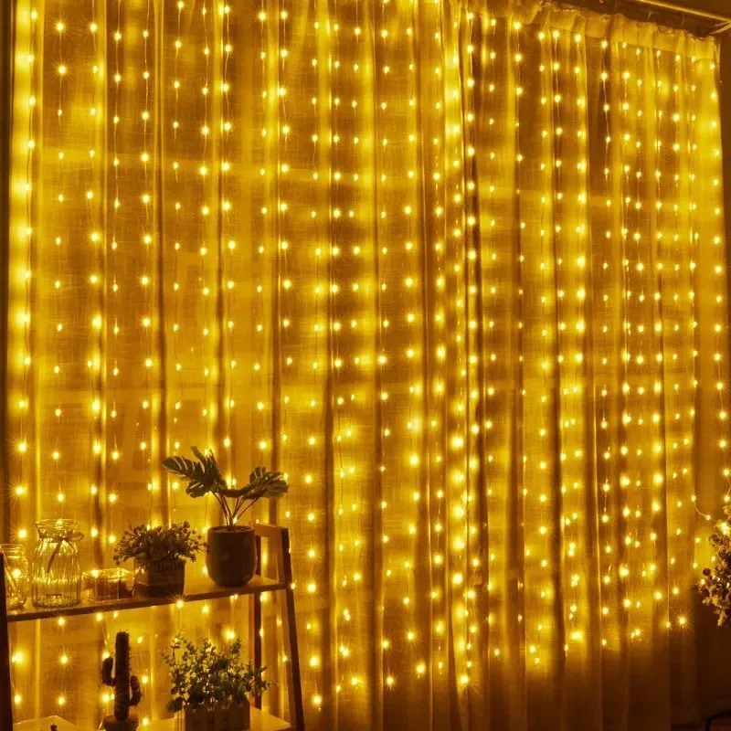 

USB Powered LED Curtain String Lights with Remote Control Christmas Hanging Lighting Wedding Indoor Bedroom Window Decoration
