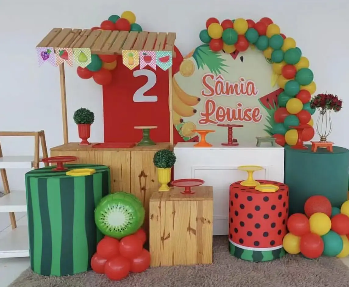 غطاء قاعدة قماش أسطواني لحفلة عيد الميلاد ، خاتم البطيخ ، الفواكه ، مفرش طاولة استحمام الطفل ، ديكورات