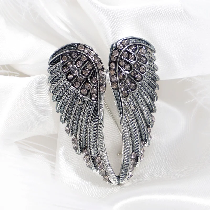 Fashion Crystal Angel Wing Brooch Pins Jewelry Women Men