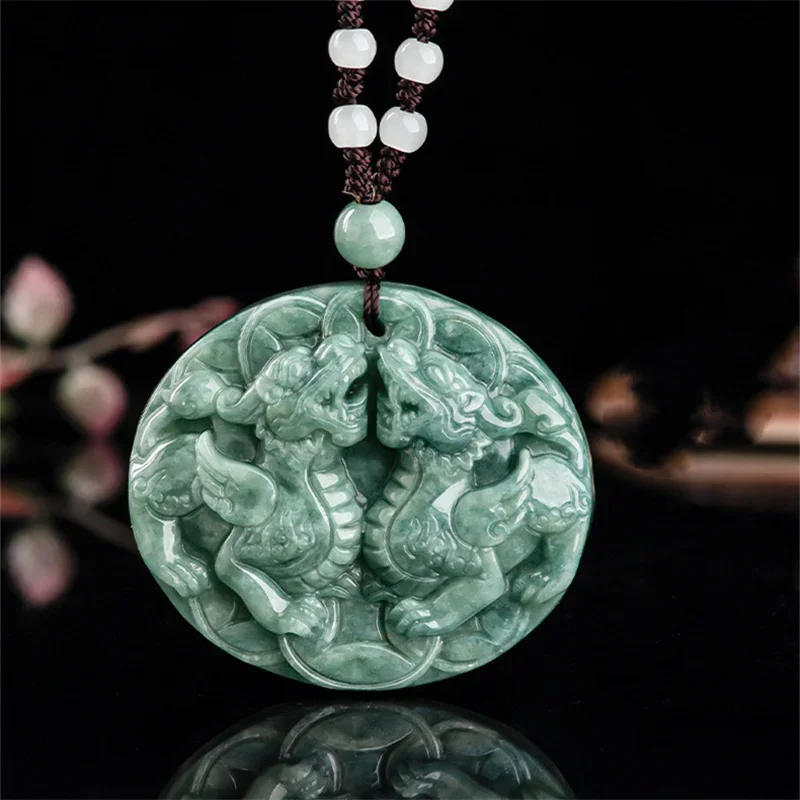 

Maichuang/Jade Lucky Pixiu Pendant Emerald Necklace Fashion Elegant Personality Charm Jewelry Men Women Couple Gift Amulet