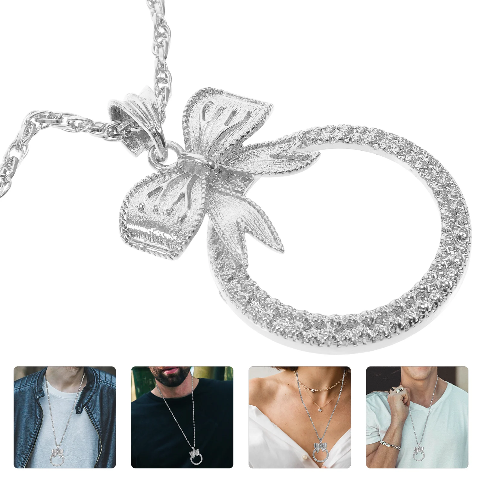 

Metal Necklace Magnifying Glass Portable Reading Magnifier Pendant For Elderly Lightweight Loupe Optical Lens Hanging