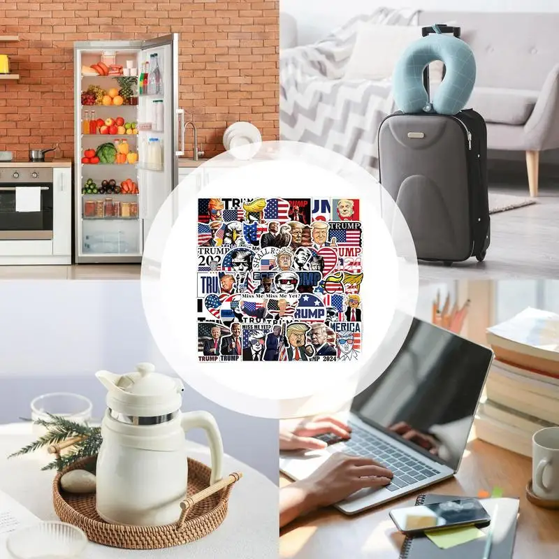 President decalcomanie per veicoli Set di adesivi per decalcomanie per auto 50 pezzi e decalcomanie Set Versatile 2024 impermeabile per finestrino della parete del camion dell'auto