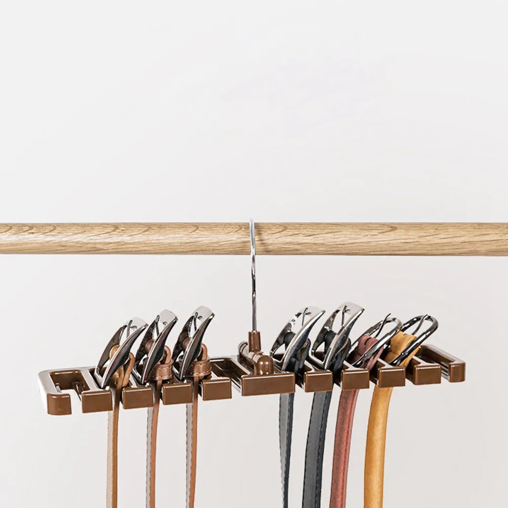 Brown Multi-Functional Belt Hanging Rack Space Saving Closet Organizer Tie Scarves Hanger ABS Iron Material