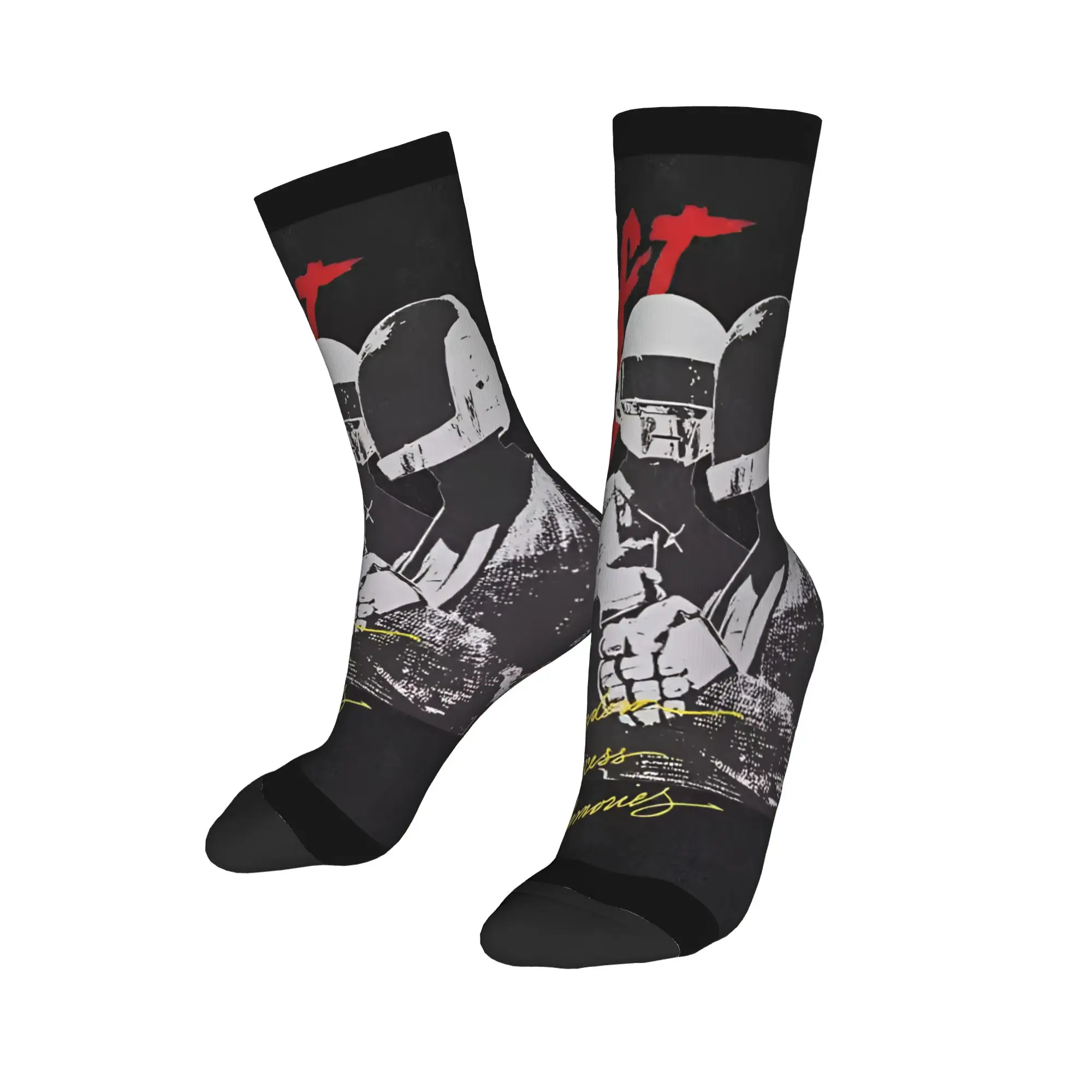 Daft punk banda eletrônica meias outono meias casuais mulheres homens meias de alta qualidade impresso ao ar livre meias antiderrapantes