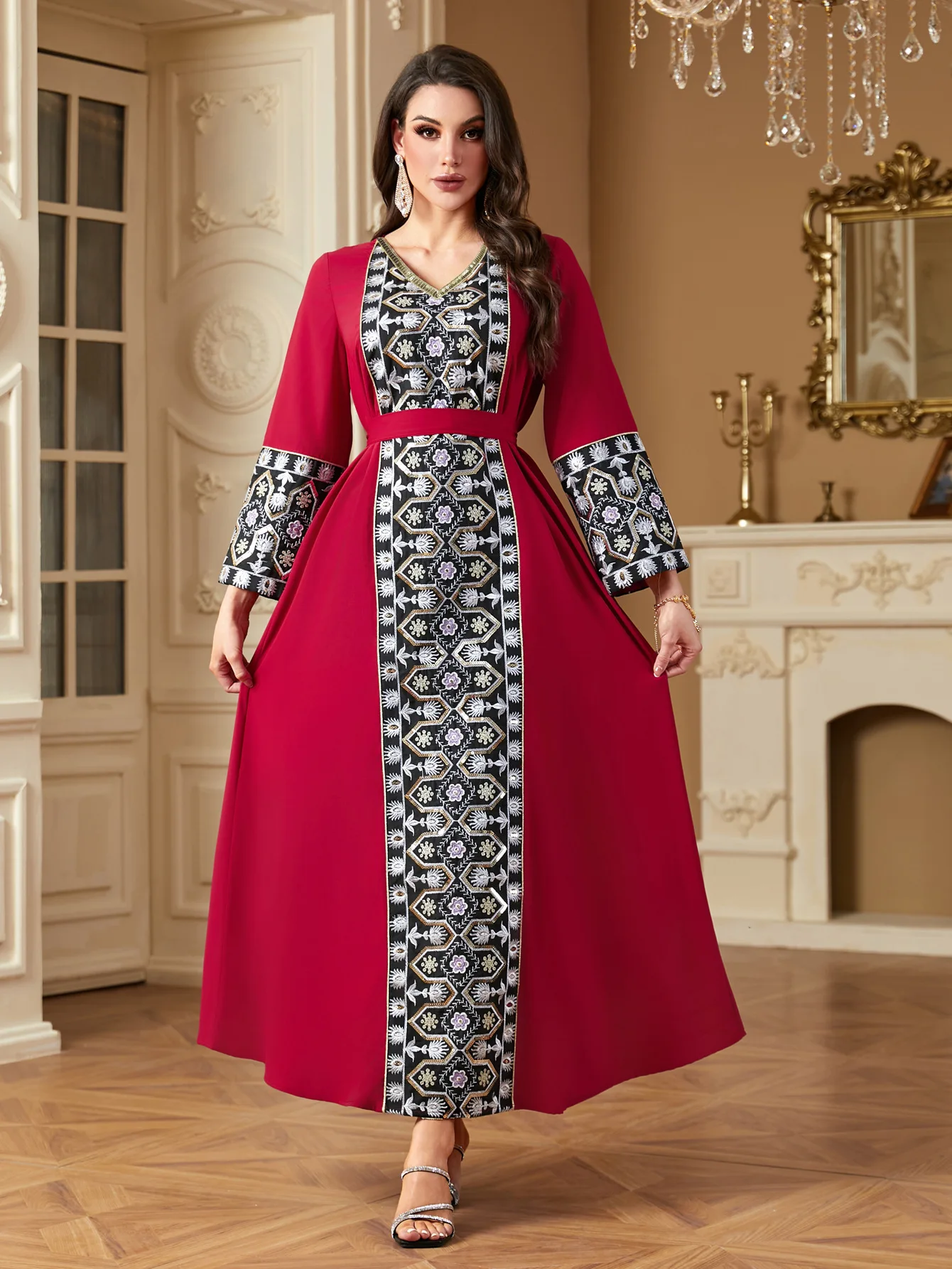 Morocco Embroidery Muslim Modest Dress for Women Eid Saudi Arabia Dubai Abaya Luxury Islam Turkey Holiday Party Jalabiya Robe