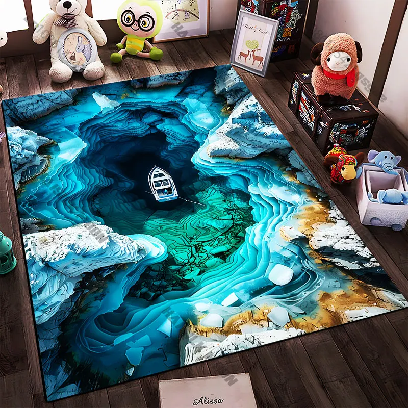 21 Sizes Boat amidst layered icy waters Printed Area Rugs for Adult Yoga Mats Living Room Decor Personalized Doormat