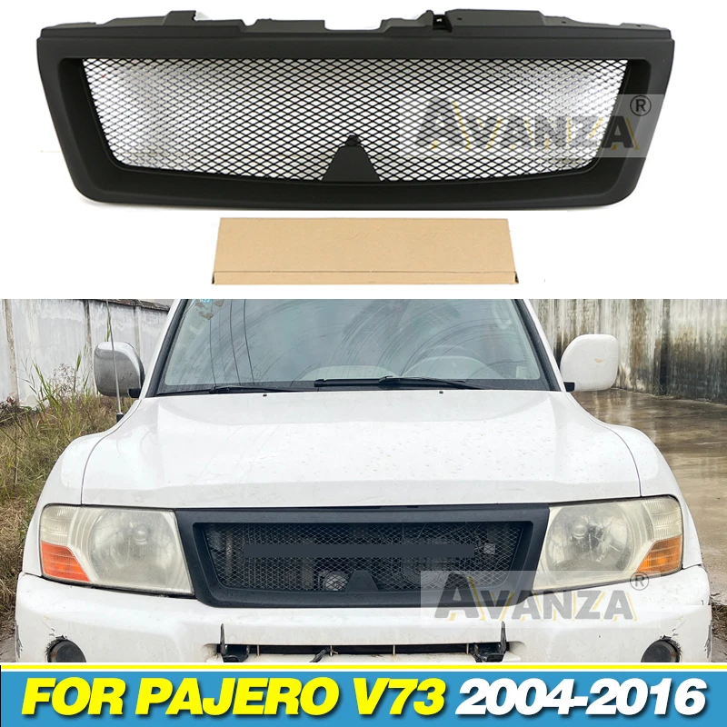 

Front Grille Matte Black Reticular Racing Grill Fits For 2004-2016 Mitsubishi Pajero V73 Grill
