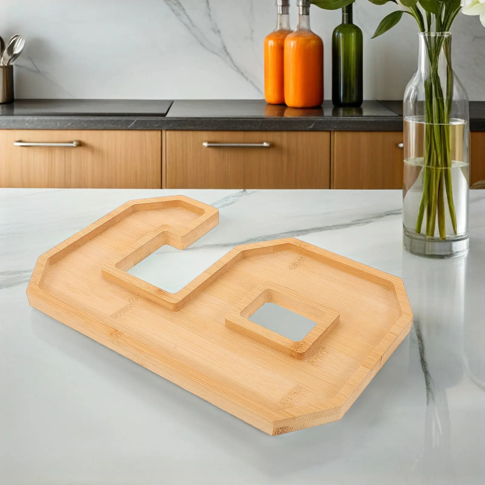 1Set Fruit Cheese Charcuterie Tray Rustic 2026 Number Shaped Wooden Serving Board Divided Snack Appetizer Party Platter