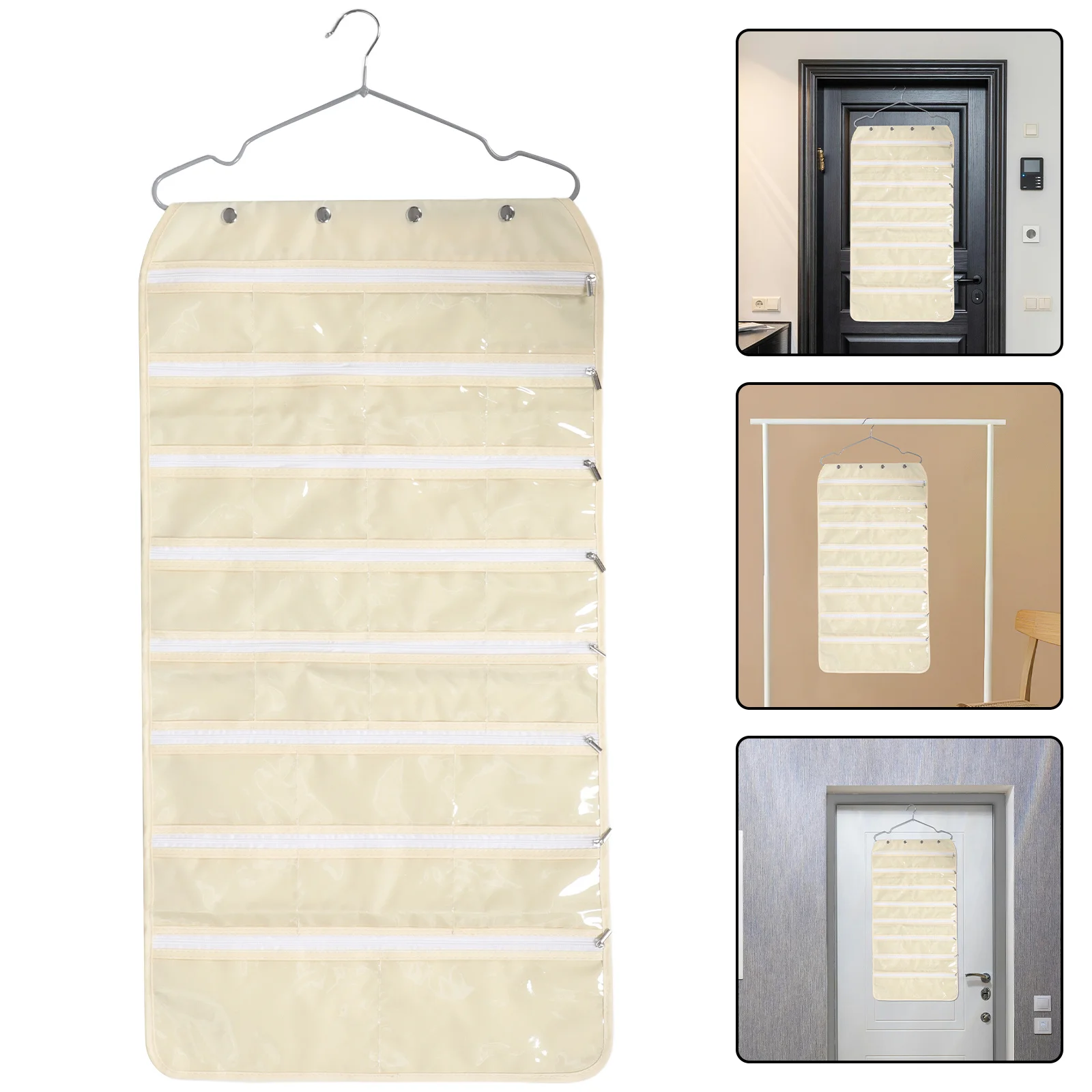 

Wall Hanging Jewelry Organizer Bag For Earrings Necklaces Travel Storage Holder Women Portable Space-Saving Closet