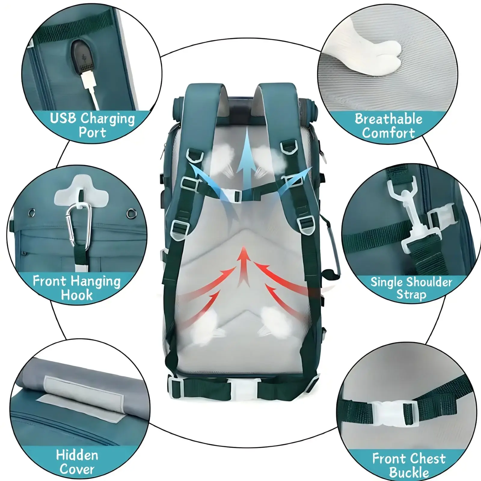 Backpack for Men, Travle Bapckpack with Shoe Compartment, Flight Approved Large 30L, Single Shoulder College Backpack