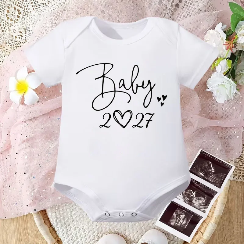 2027 Newborn Onesie for Boys and Girls Summer Baby Bodysuit Clothes Romper Soft Casual Jumpsuit for Infant Clothing