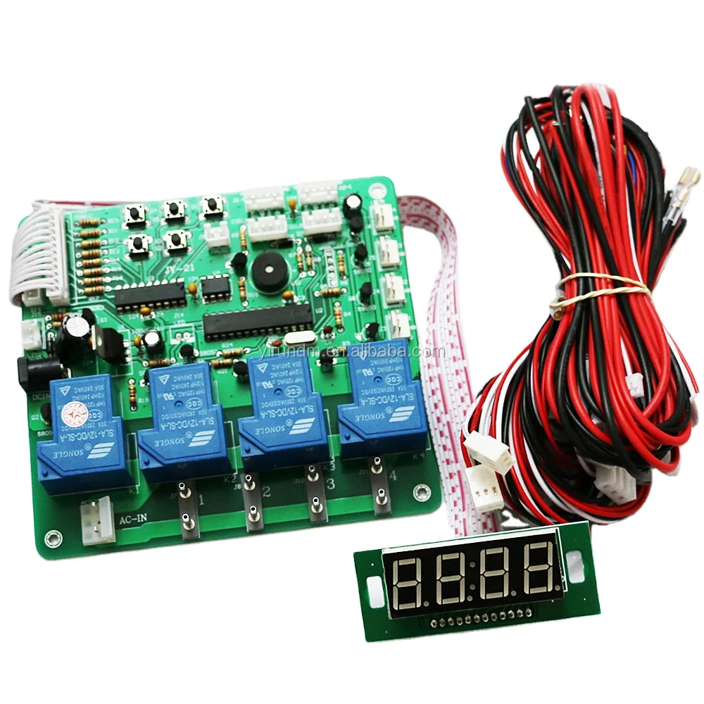 

4 digits second coin operated timer board for 1-4 devices machines, time control pcb with all wires