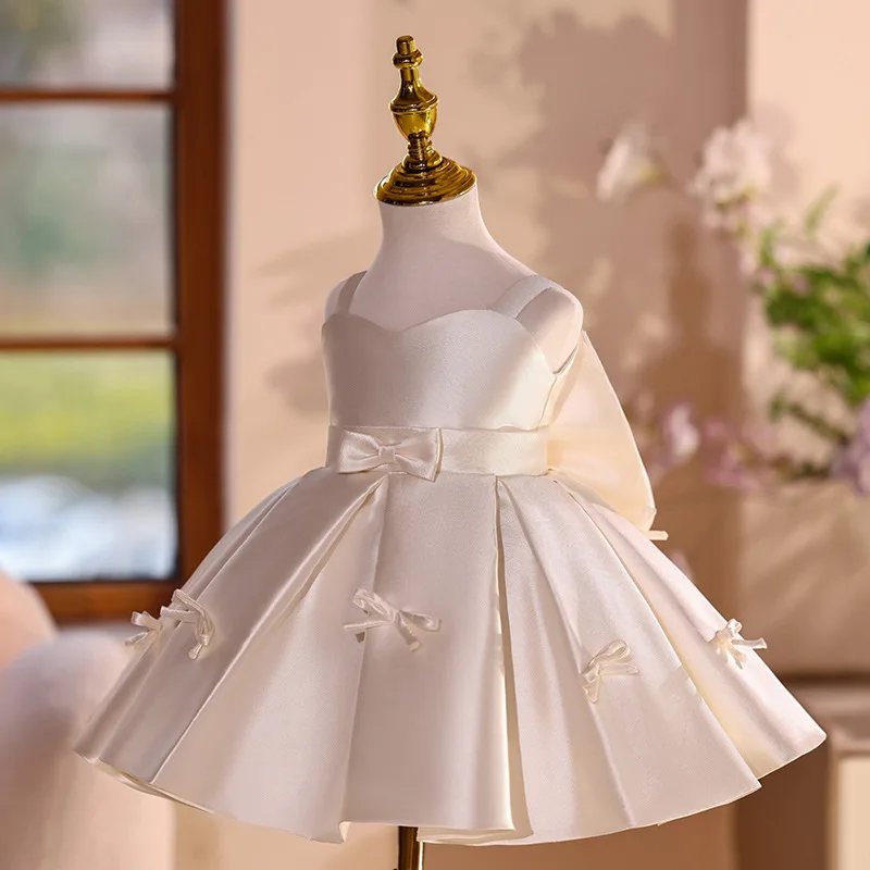 Girls High End White Birthday Baptism Princess Ball Gown Childre nCute Bow Design Wedding Party Dress y1570