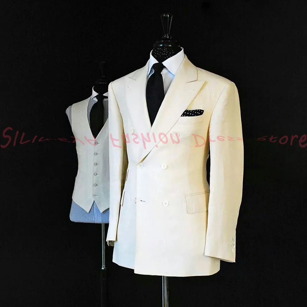

2025 мужской элитный бутик, комплект из 3 предметов, смокинг для свадебной вечеринки, модный деловой повседневный модный пиджак, брюки, жилет