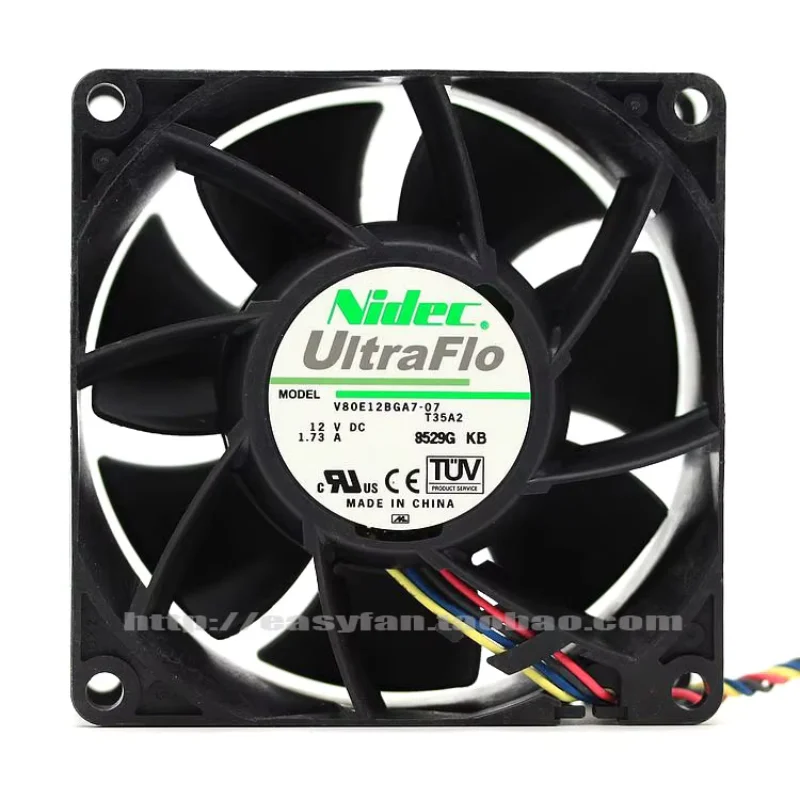 Ventola di raffreddamento per server Nidec V80E12BGA7-07 T35A2 DC 12V 1,73A 80x80x38mm