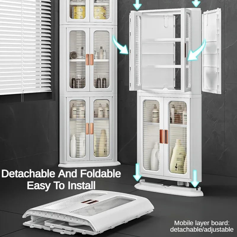 Foldable Autoportante Corner Stand Shelf, Armário de armazenamento, Organizador para cosméticos, cozinha, banheiro, bebê