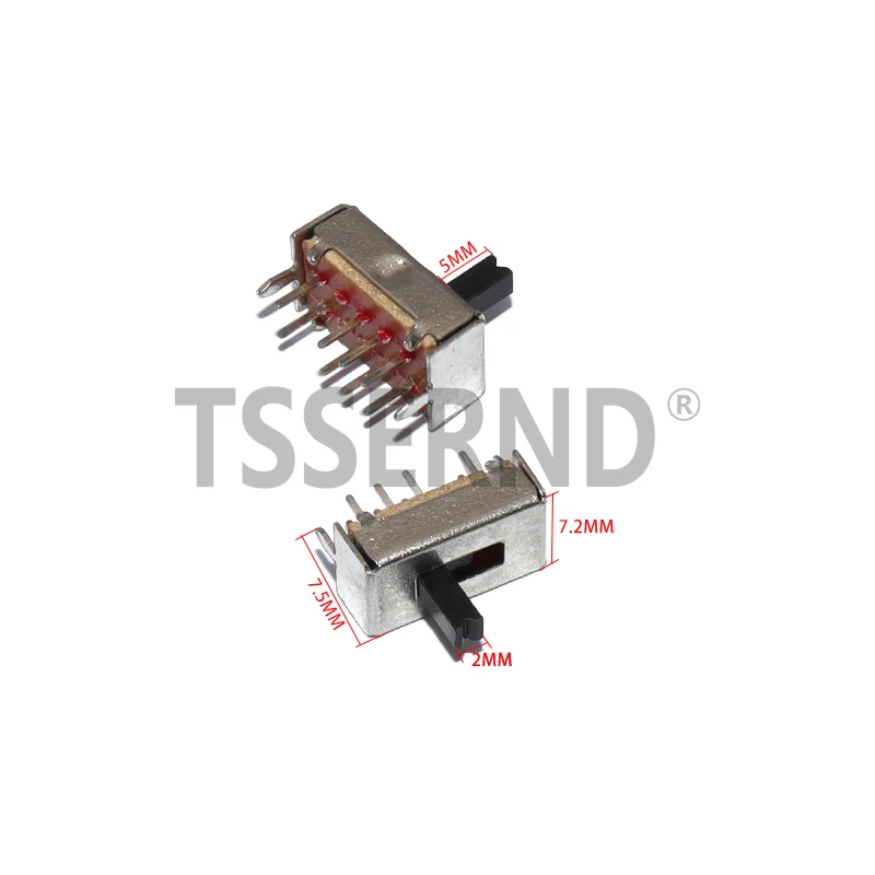 10PCS Handle Length 5MM Bracket SS23D07 8 PINS 3 Position 2P3T Toggle Switch Double Vertical Sliding Switch
