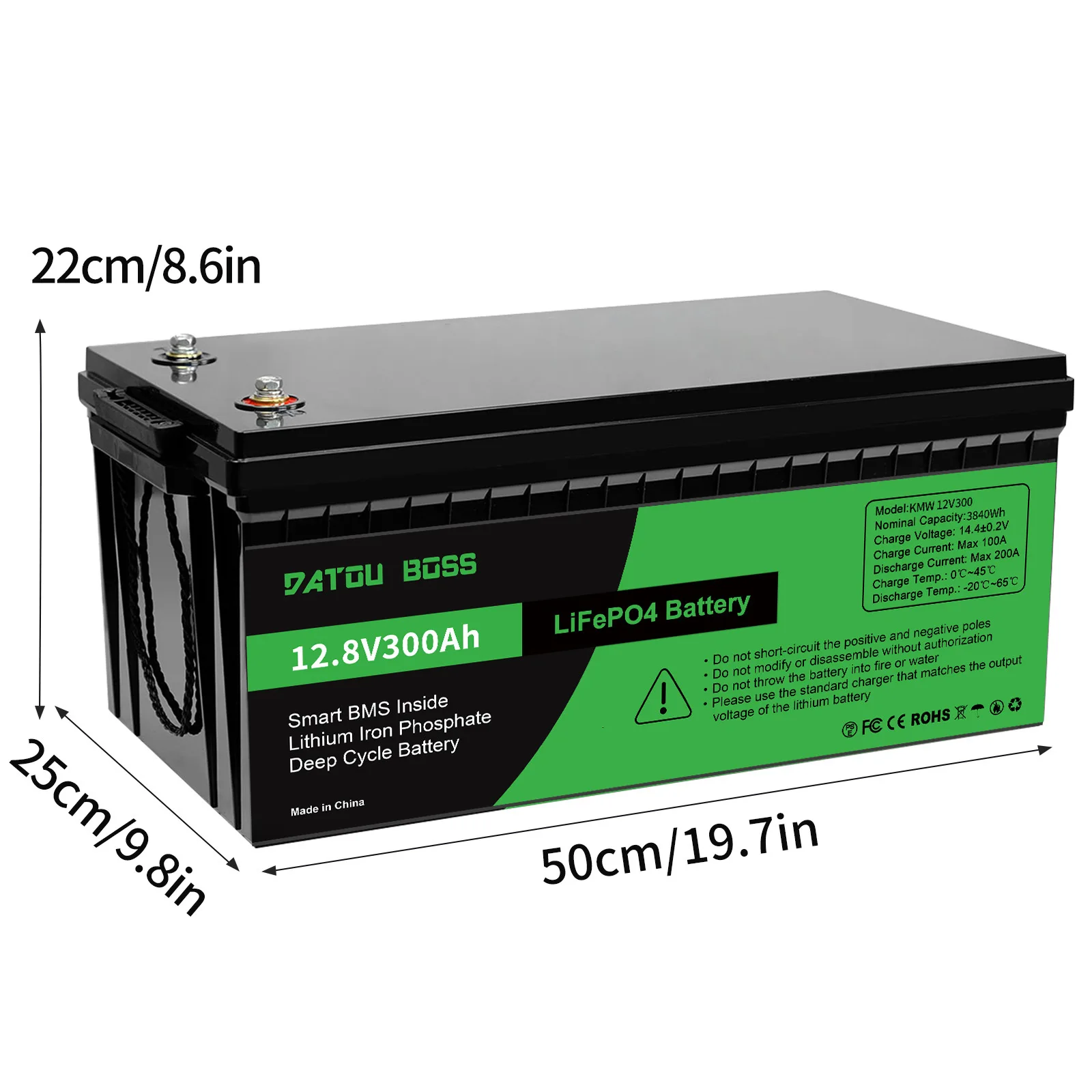 Datouboss 12V 100 200 300ah بطارية LiFePO4 محمولة قابلة للشحن مدمجة في نظام BMS ذكي دورة عميقة 10000 + لـ RV