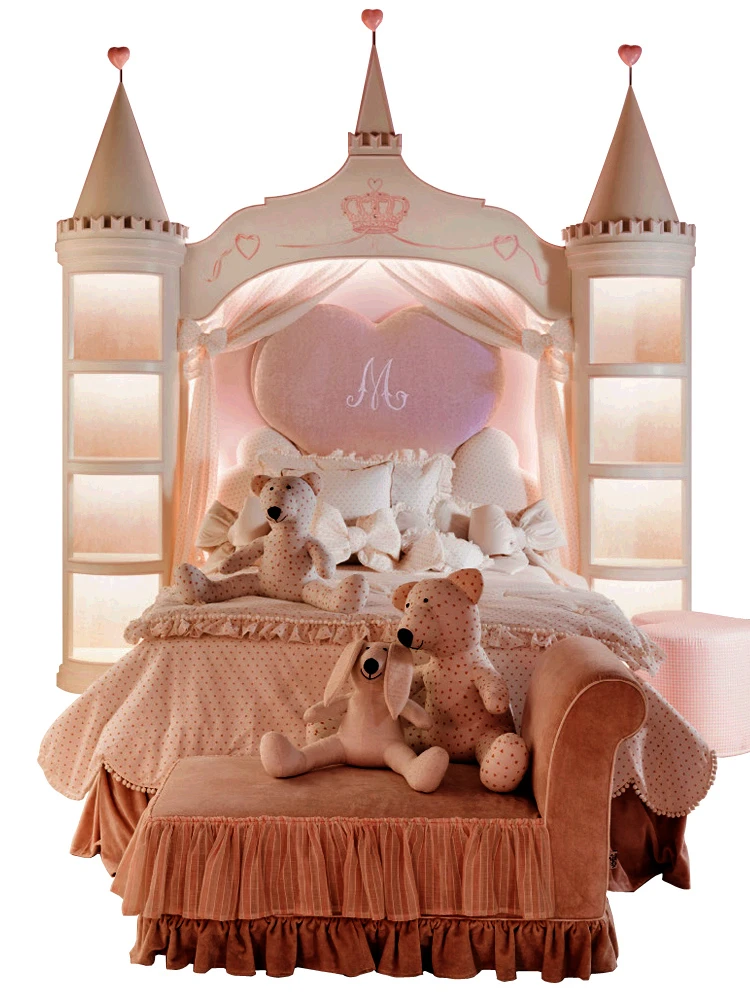 Children's bedroom single bed fantasy 1.2 meter bed European style girl pink bed light luxury