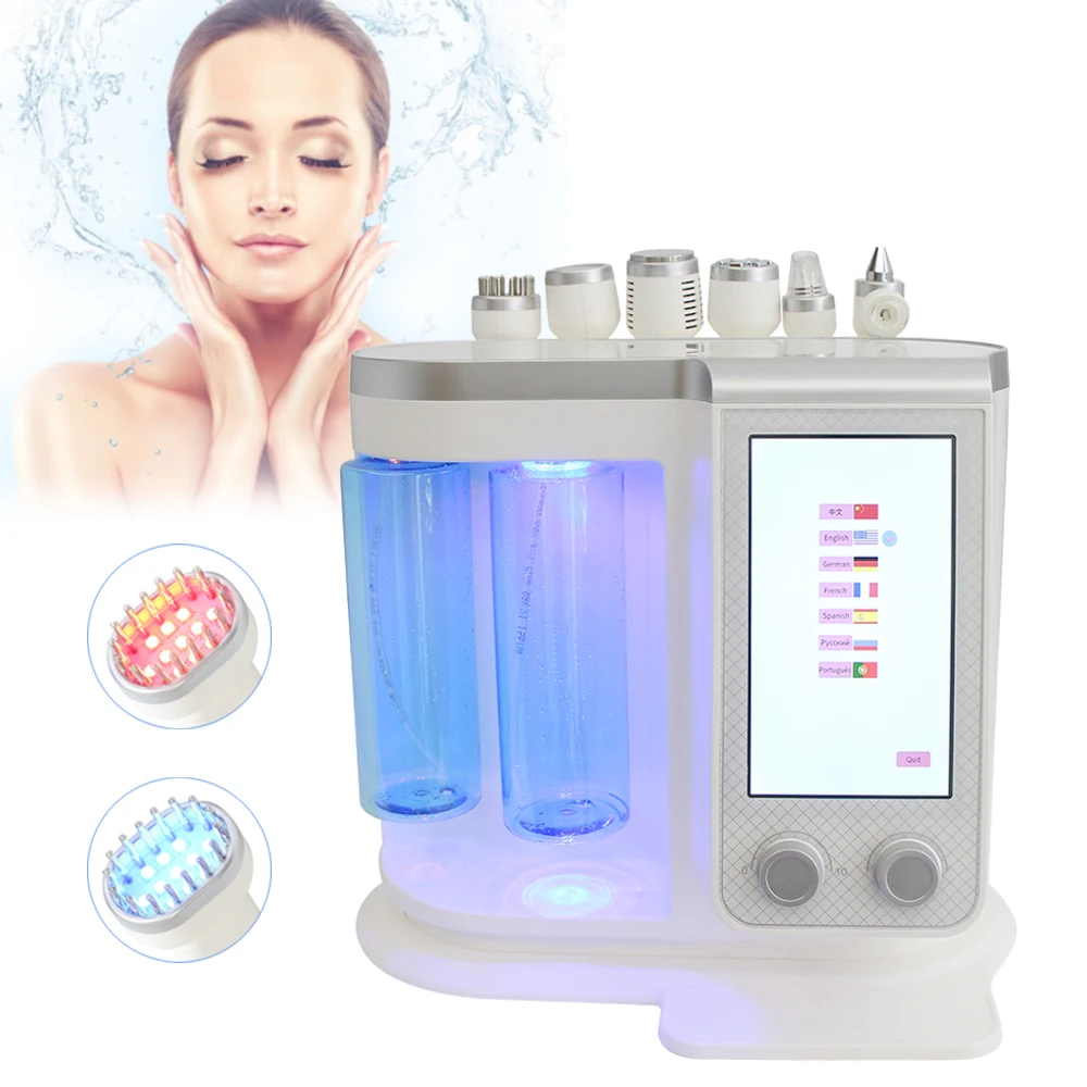 

New 6 in 1 Hydro Dermabrasion Machine H2O2 Facial Cleaning Hydropeeling Lifting Skin Care Beauty Device Professional Salon