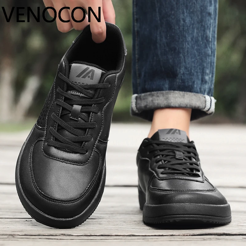 VENOCON Minimalist Ball Wide Toe Box Nose Stylish Walking Fabric Leather Shoes Sneakers More Stack Height Footwear For Man Women