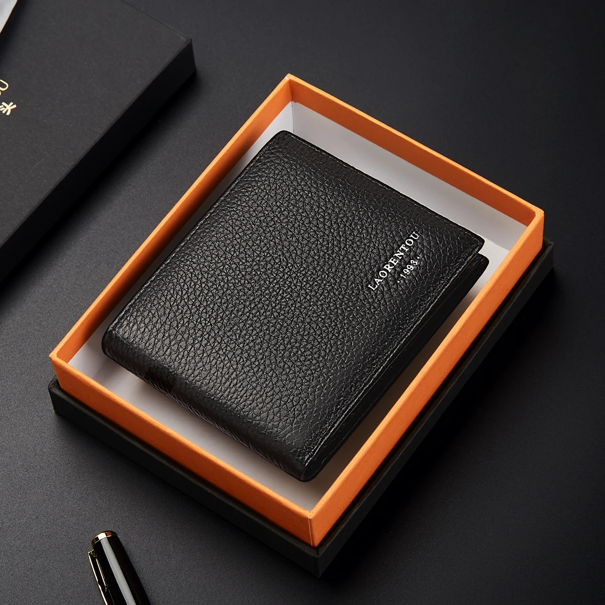 LAORENTOU 本革メンズ財布運転免許証カードホルダーヴィンテージカジュアルレザー小銭入れカードクラッチバッグ男性用