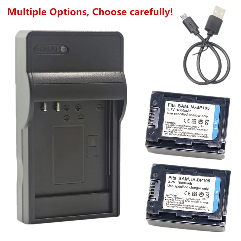 IA-BP105R Battery or Charger for Samsung HMX-H300 H303 H304 H305 H320 F80 F800 F90 F900 SMX-F50 F53 F54 F500 F530 F70 F700