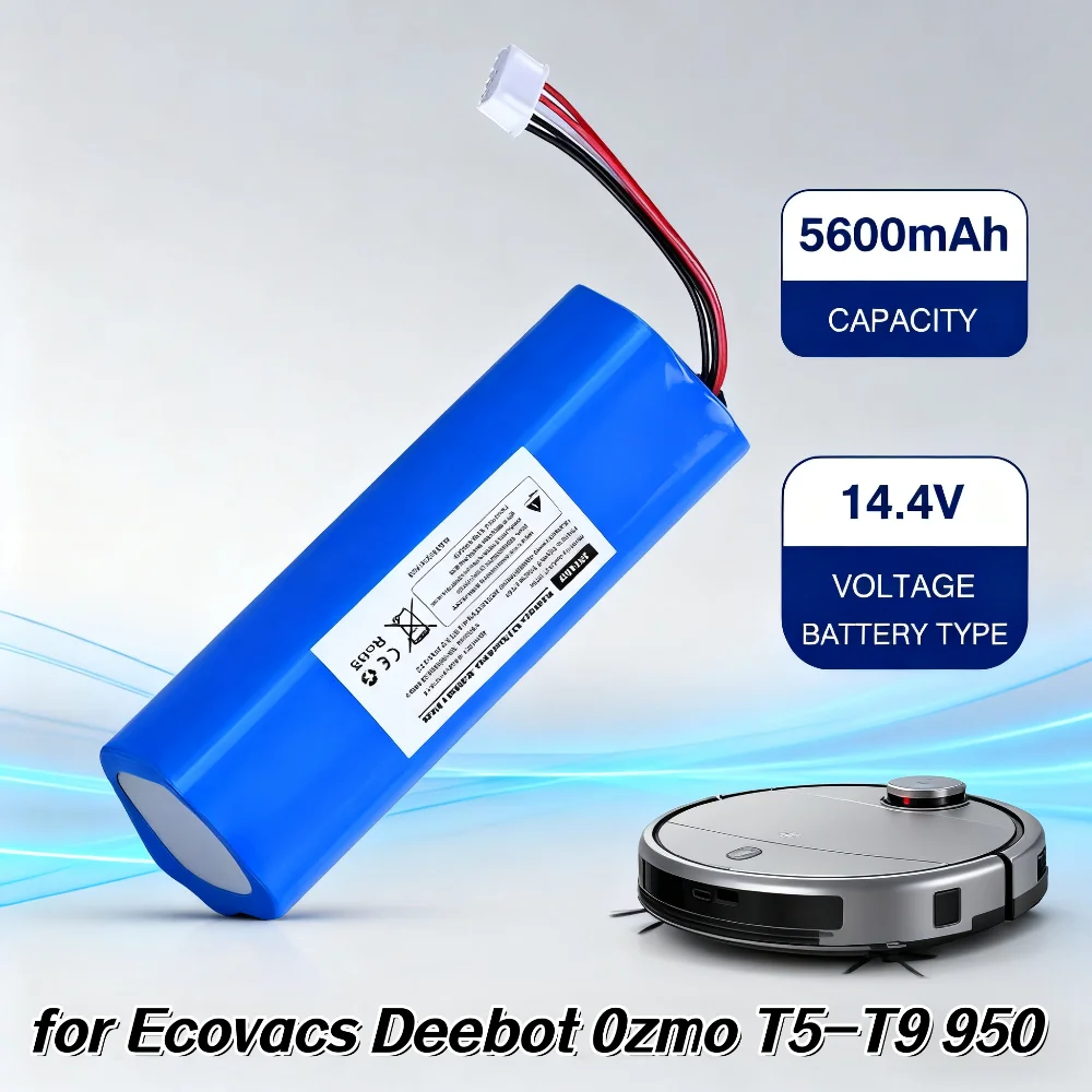 

14.4V 6800mAh Replacement Battery for Ecovacs Deebot Robot Vacuum-Compatible with X1 Ozmo,T5-T9 950,DX9G-DX96,DLX11-54.