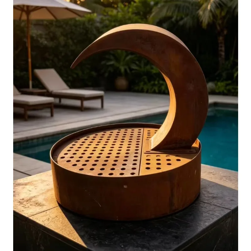 Weather resistant steel outdoor fountain - environmentally friendly, fire-resistant, and durable courtyard art decoration