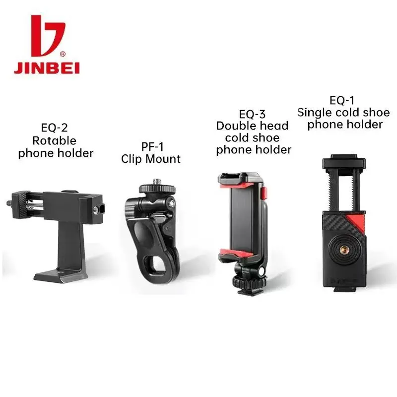 JINBEI Phone Holder Clip Vertical Bracket 360D Rotating Adapter Mini Tripod 1/4'' Mount Cold Shoe