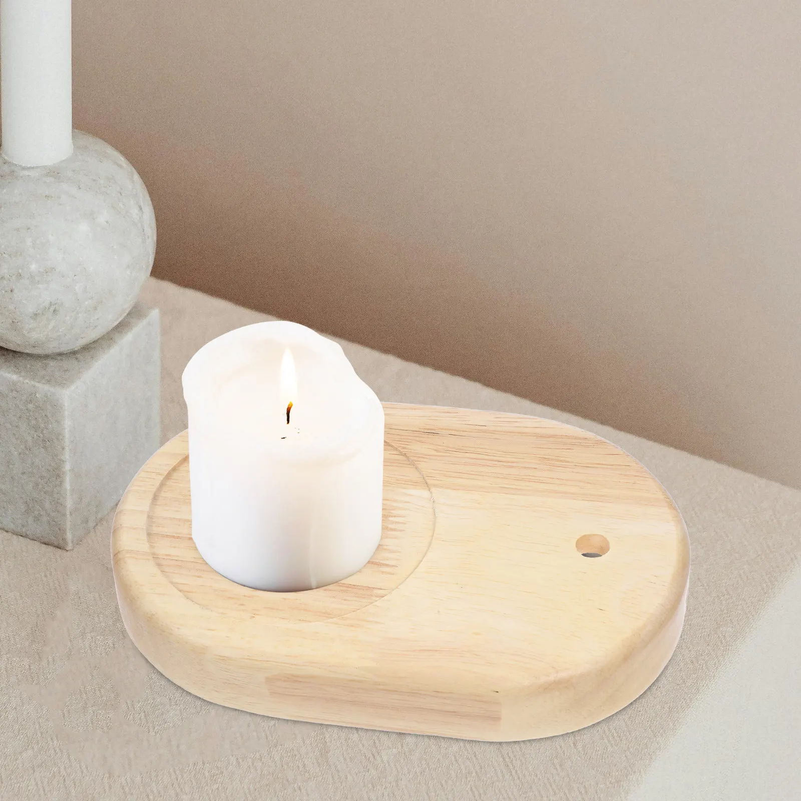 

Oval Solid Wood Lamp Base Table Light Stand for Bedroom Living Room Study Office DIY Wooden Lamp Base Light Parts Stand