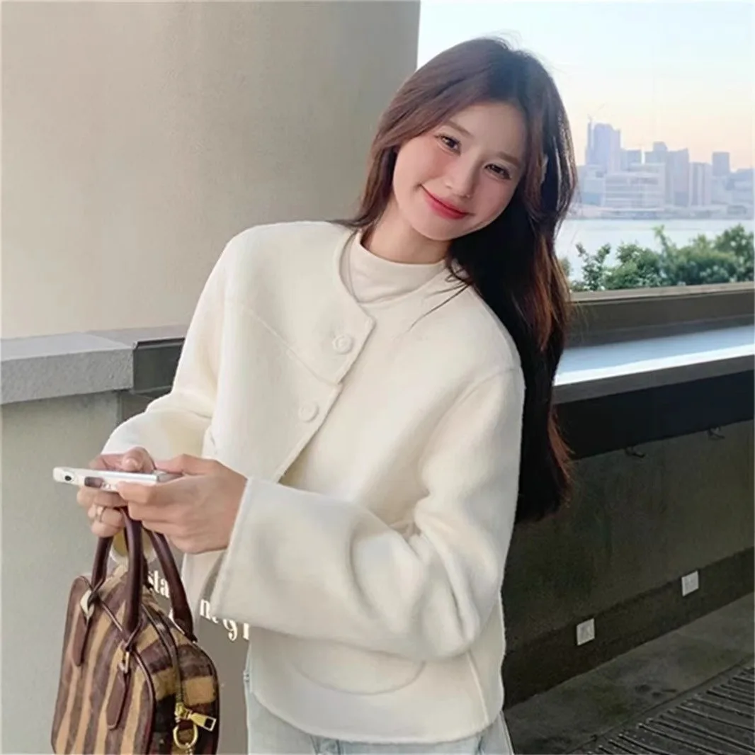 

Tweed Jacket Blue Womens Autumn Illusion Two-Pieces Mock Chiffon Gauze Pleated Ruffles Sequined Beaded Pearl Floral Elegant Lady