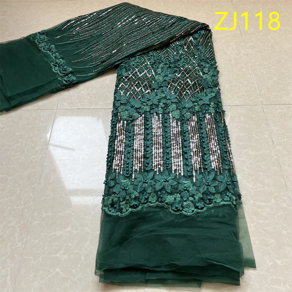 2026 NEW High Quality African Nigerian Tulle Lace Fabric Embroidery Party Dress Sequins French Guipure Fabric For Sewing 5Yards view 3