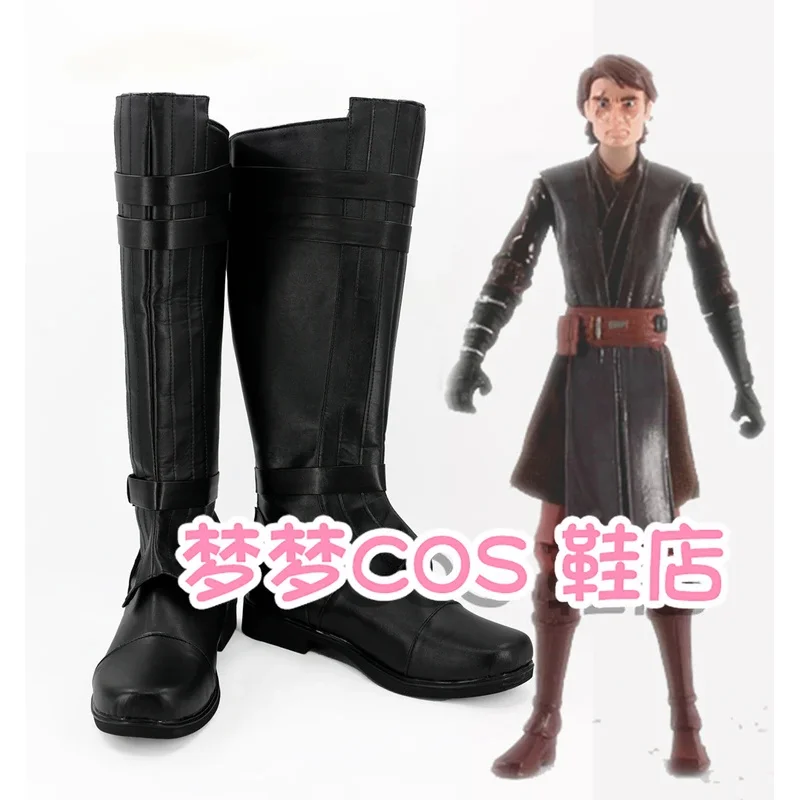 Wars Cosplay Anakin Skywalker Cosplay Stivali PU Tacco alto Scarpe nere Halloween Cosplay Prop per uomini adulti