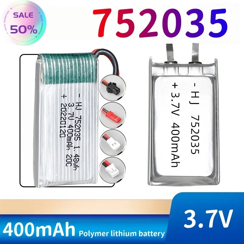 3.7V 400mAh 20C Polymer Lithium Battery For Small Toys Drones Remote-controlled Racing Planes Rechargeable Battery