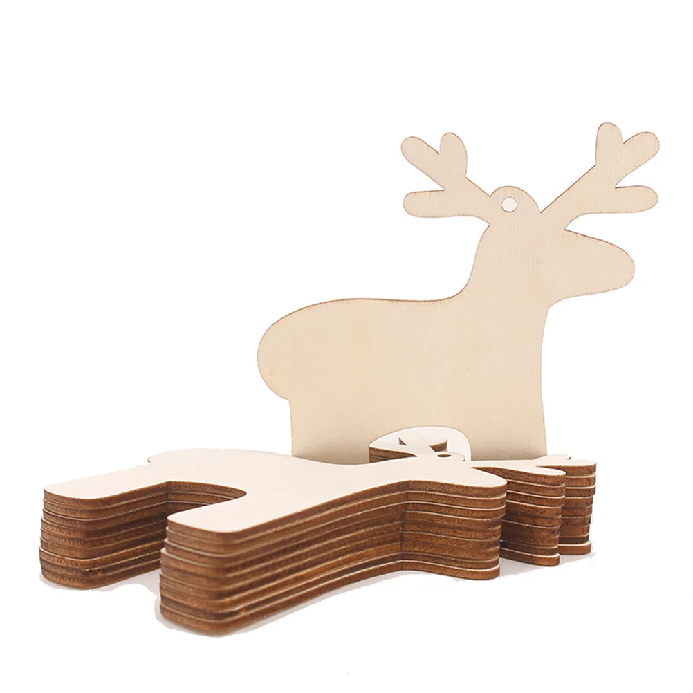 

10Pcs Wooden Elk Hanging Ornaments Xmas Tree Decor Christmas Party Decoration Light Weight Exquisite Craftsmanship