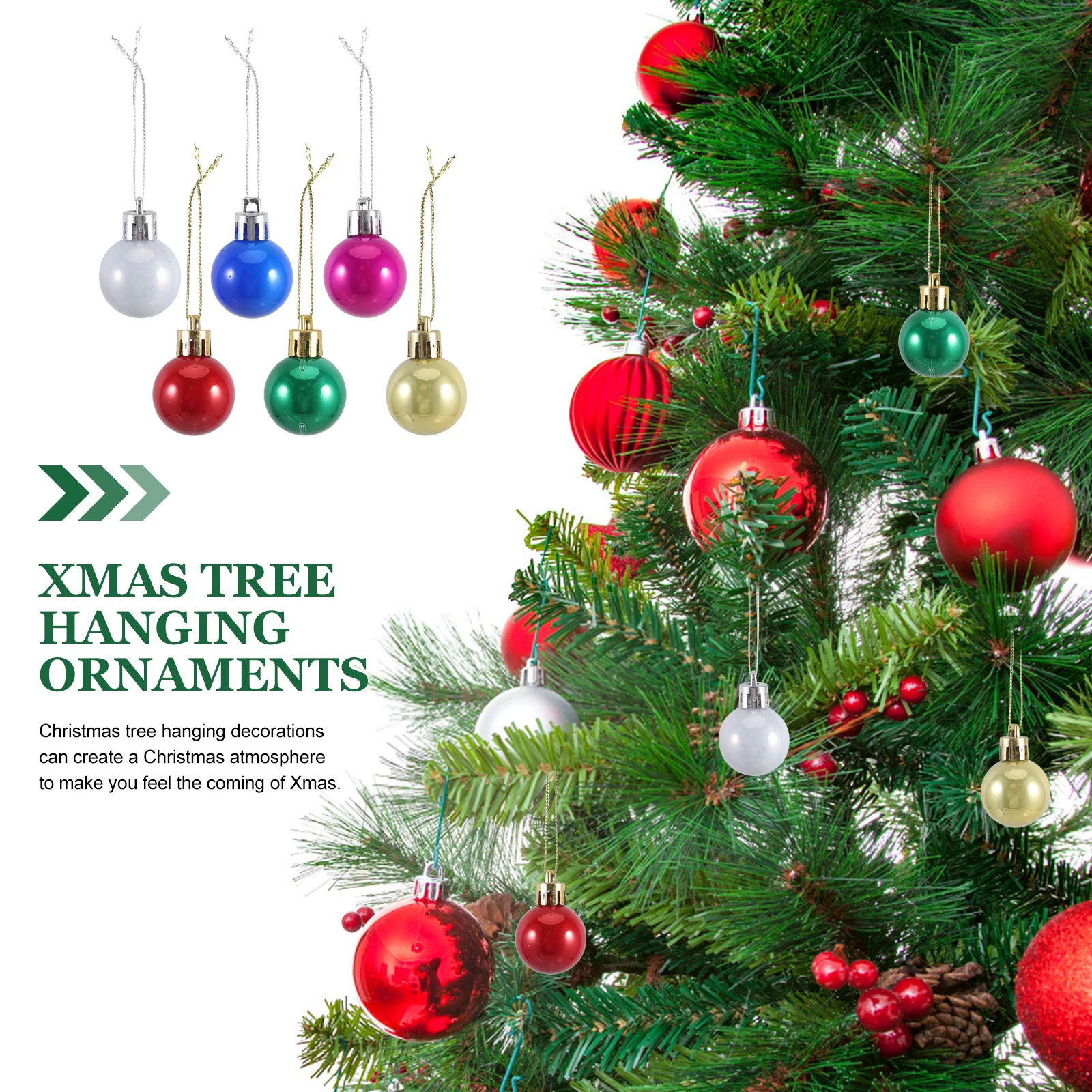 

24 Pcs Christmas Ball Ornaments 3cm Colorful Pearl Balls Xmas Tree Hanging Decorations Reusable Festive Party Supplies